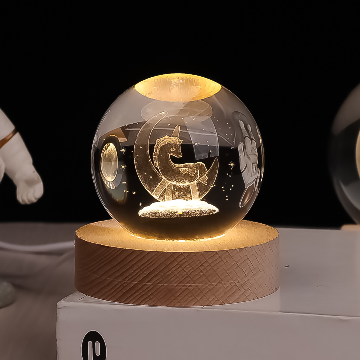 Lámpara Nocturna de Bola de Cristal 3D de Cristal Blanco, Grabado 3D e Iluminación LED, para Decoración y Regalo de Cumpleaños image 27