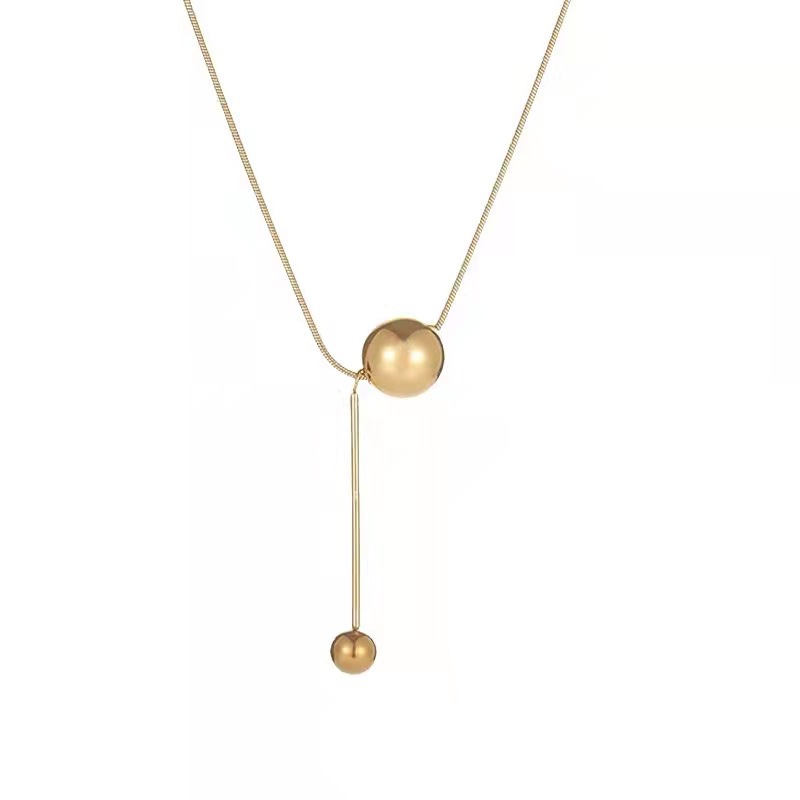 12g Weight Pendant Necklace Classification 1 Piece Quantity Daily Occasion Titanium Steel Material Ball Pattern Women'S Gender Simple Style Style Simple Style Ball Titanium Steel Pendant Necklace 1 Piece 7