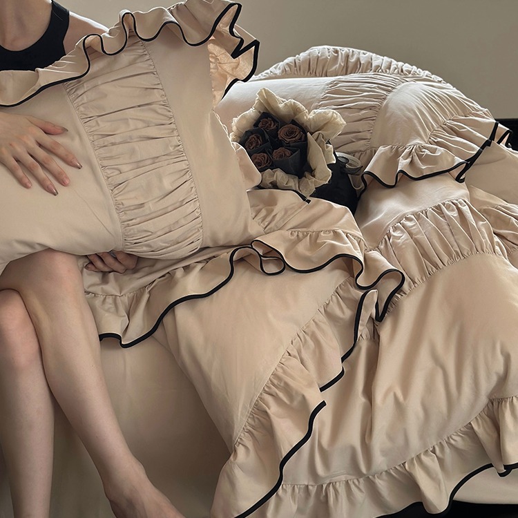 Maple Syrup Latte Brushed Cotton Bedding Set For Autumn Winter_voghion.com