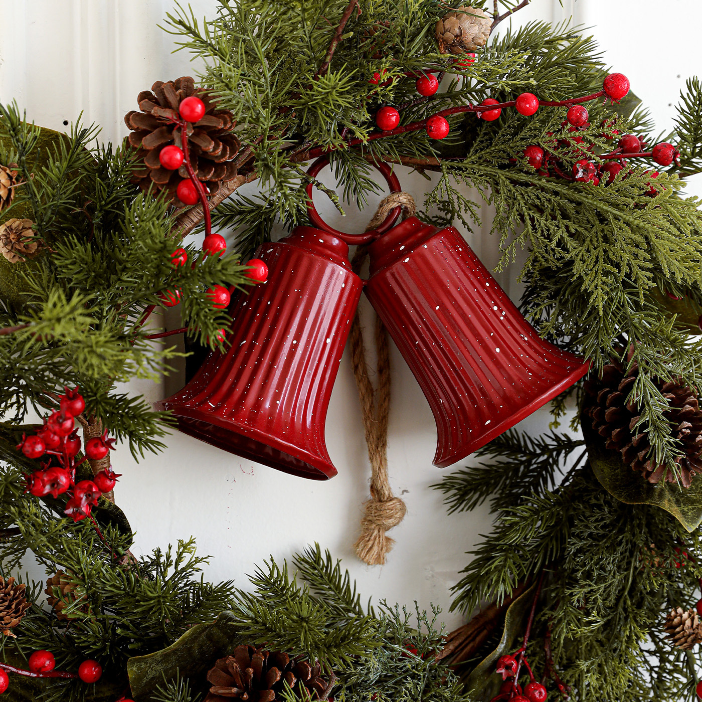 Cross-Border Christmas Double Bell Decorations Wrought Iron Atmosphere Large Ornaments Arrangement Christmas Tree Creative Pendants in Stock