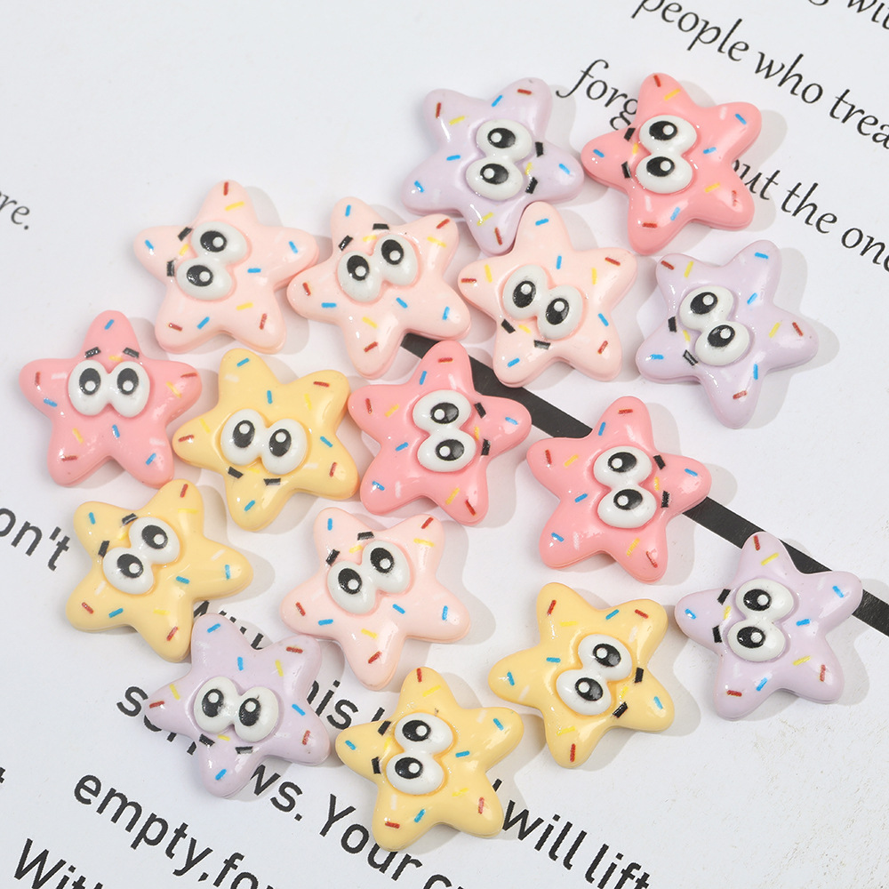 Macaron color estrella de cinco puntas accesorios de resina DIY pegamento crema horquilla accesorios para el cabello teléfono móvil Shell material hecho a mano al por mayor