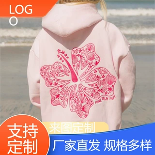 定制秋冬新款男装欧美时尚潮牌个性印花款宽松连帽卫衣