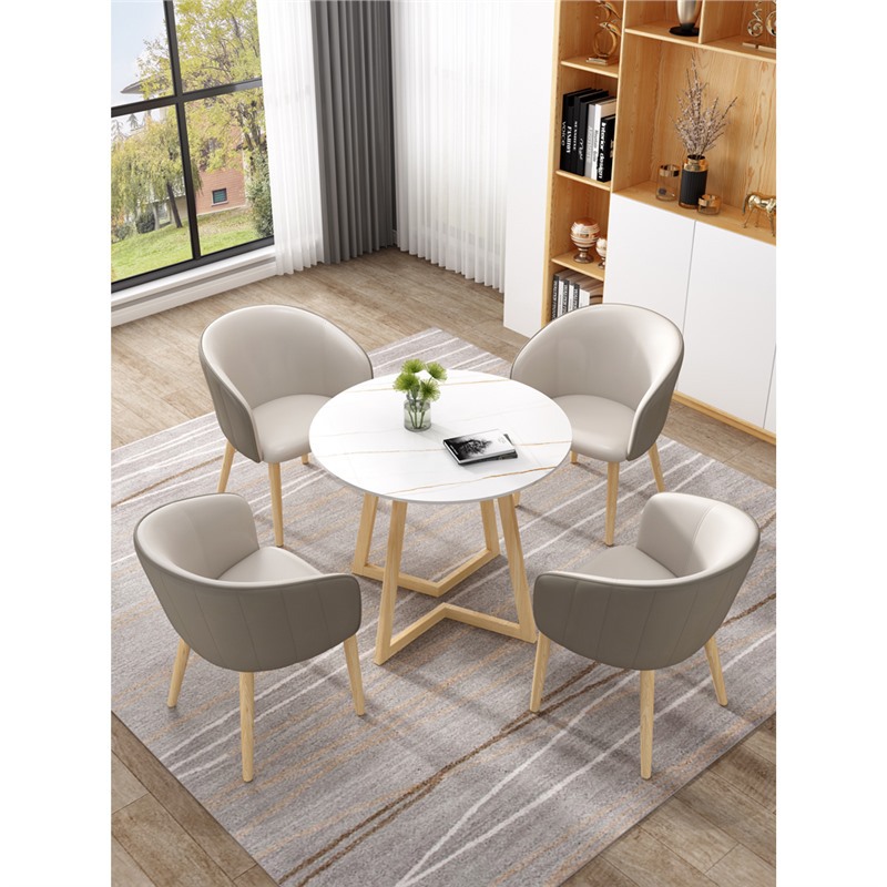 Mesa de negociación de lujo nórdica mesa redonda de ventas mesa de negociación de ocio salón de té de leche balcón mesa de recepción combinación de sillas