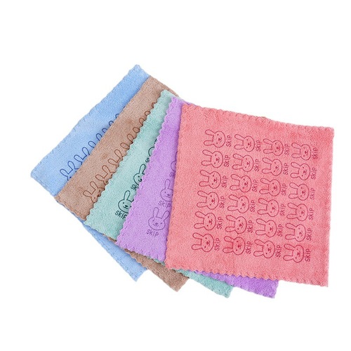 Coral velvet printed towel square scarf water-absorbent no shedding car cleaning towel gas station company gift with logo available