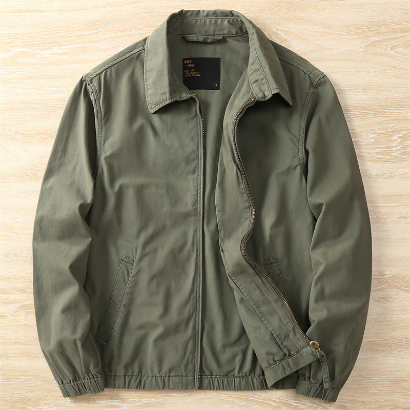 American Retro Washed Zipper Spring and Autumn Lapel Jacket for Men, Light Business Casual, Loose Fit, High-End Men's Coat American Retro Washed Zipper Spring and Autumn Lapel Jacket for Men, Light Business Casual, Loose Fit, High-End Men's Coat