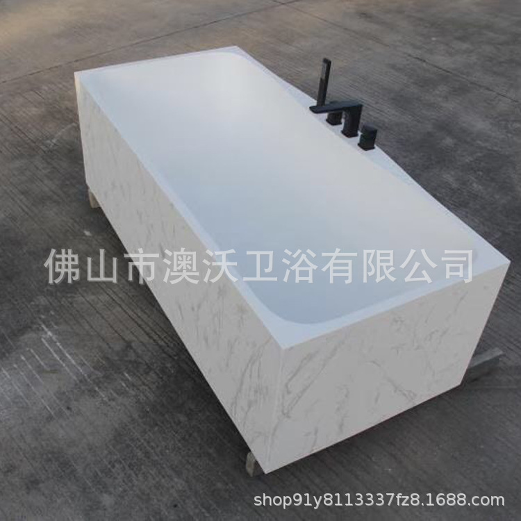 Foshan baño sanitarios hogar adulto pareja bañera independiente marbling integrado piedra artificial microcristalina
