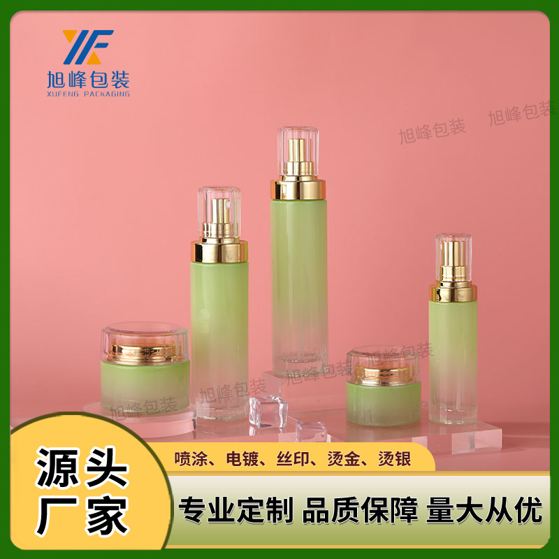 实力厂家条纹CDP玻璃套装瓶120ml水乳精华瓶30g膏霜瓶化妆品空瓶