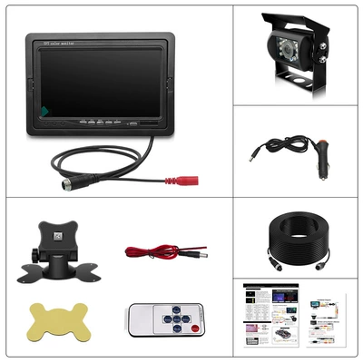 7inch Rearview Reversing Camera with High-Definition Night Vision, No Interference, Easy Installation, Bus Reversing Camera (Car display) - 7inch-desktop-bus-camera-cigarette-lighter-with-10m-wires