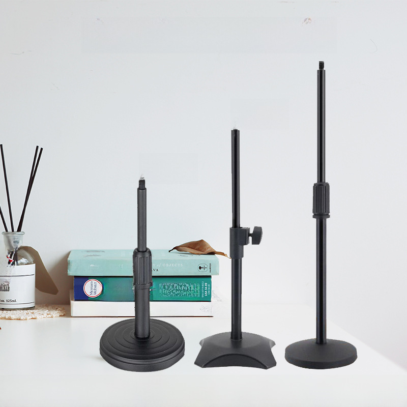 Disc phone holder, desktop microphone, boom stand, lighting light, live streaming stand, metal pipe, weighted base