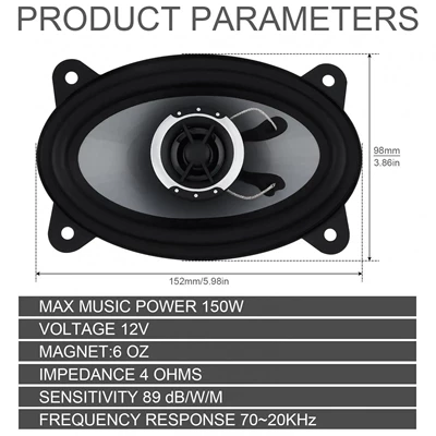 Car horn/tweeter Audio Modification Speakers 4× 6inch