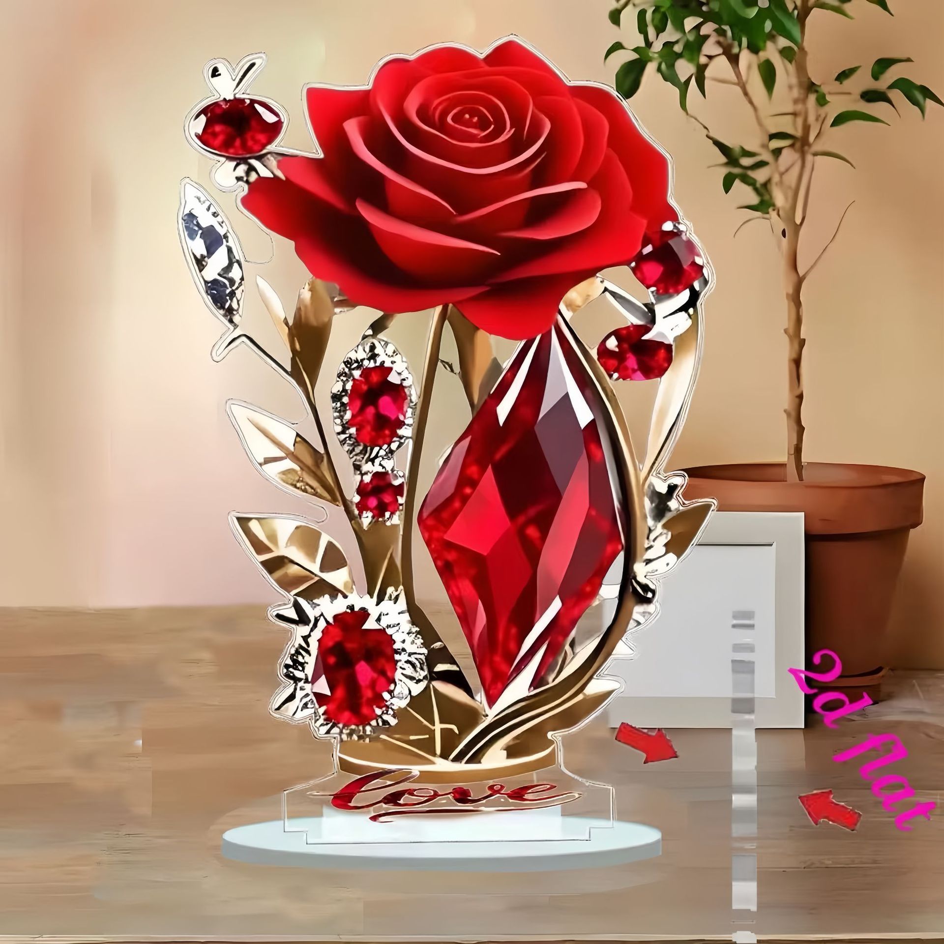 Colgante lujoso transfronterizo acrílico plano temático rosa decoración de entrada de la sala de estar ideal para las vacaciones