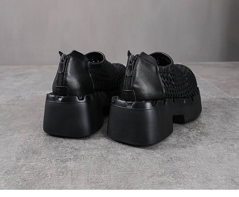 Giày sneaker nữ đế dày da bò lỗ thoáng khí phong cách retro — màu be chi tiết 15