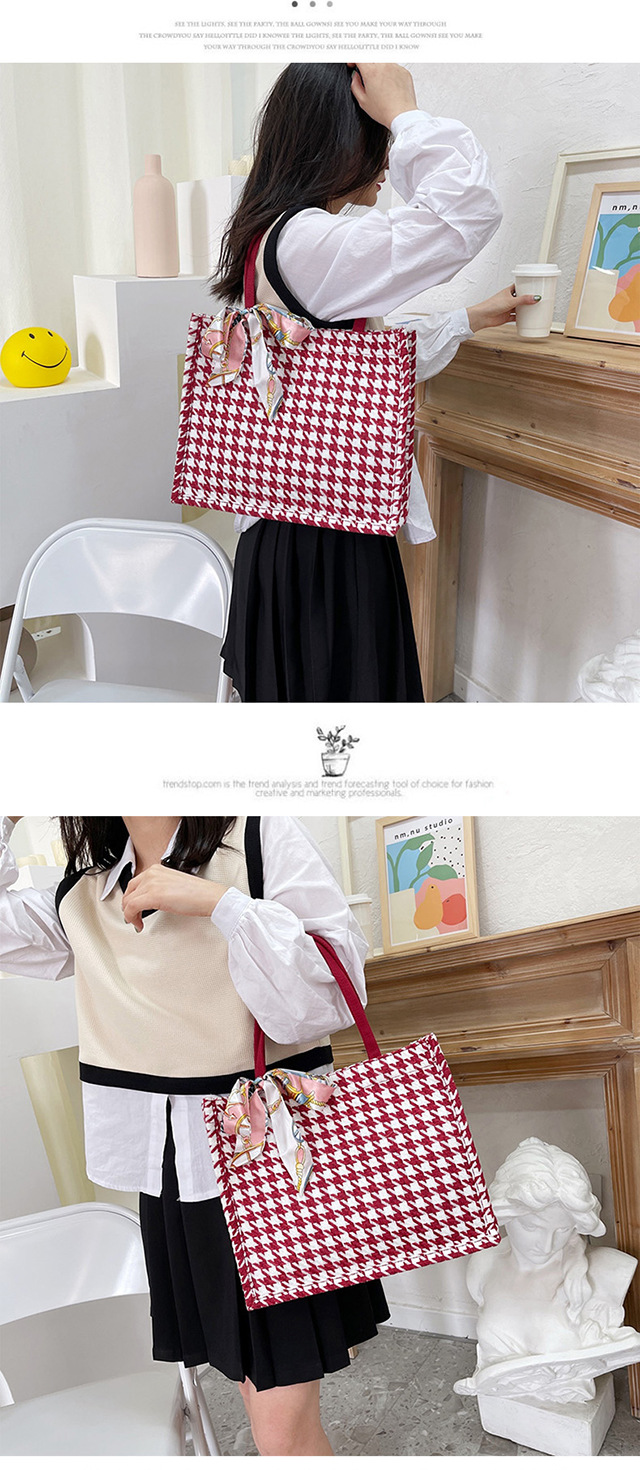 ~ New Korean ins waterproof mini checkered hand-held canvas bag, portable and small square bag for carrying out undefined