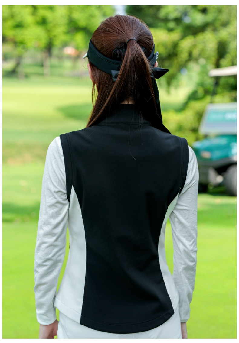 Áo vest nữ golf PGM thu đông hút ánh sáng giữ ấm, dây kéo vô hình, viền eo — Áo vest kaki [lớp lót hấp thụ ánh sáng và sưởi ấm/dây kéo vô hình/viền eo] YF846 chi tiết 15