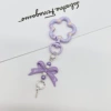 Keychain with bow, flowered