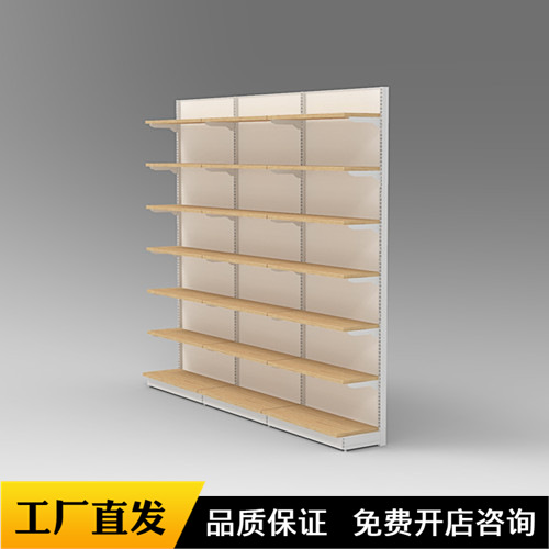 商超货架母婴奶粉童装服装店铁木结合单面靠墙货架展柜厂家批发