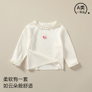 2025 Children's Clothing Autumn New Style Baby Girl Category a Long-Sleeved Baby Base Layer Lace Collar Top Girls Base Layer Shirt