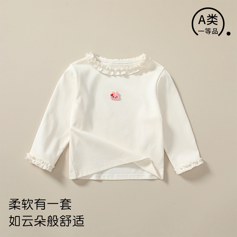 2025 子供服秋の新スタイル女の赤ちゃんカテゴリー A 長袖ベビーボトリング服レース襟トップ女の子ボトリングシャツ|undefined