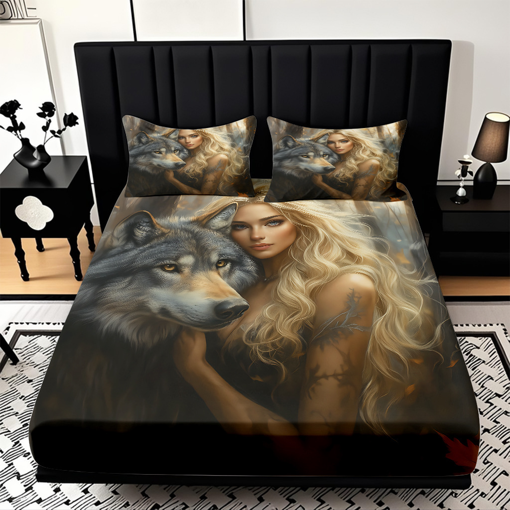 TEMU / JIT impresión digital 3D transfronteriza serie de wolf molido cama de cama de cama de cama para diseñar