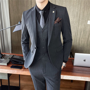 Groom Suit Men's Three-Piece Wedding Dress Casual Dress Handsome Small Suit SJT9905-P285
