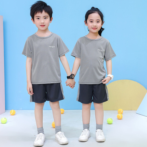 Children's short-sleeved suit summer boys' quick-drying sports suit girls' basketball T-shirt + shorts football suit two-piece set
