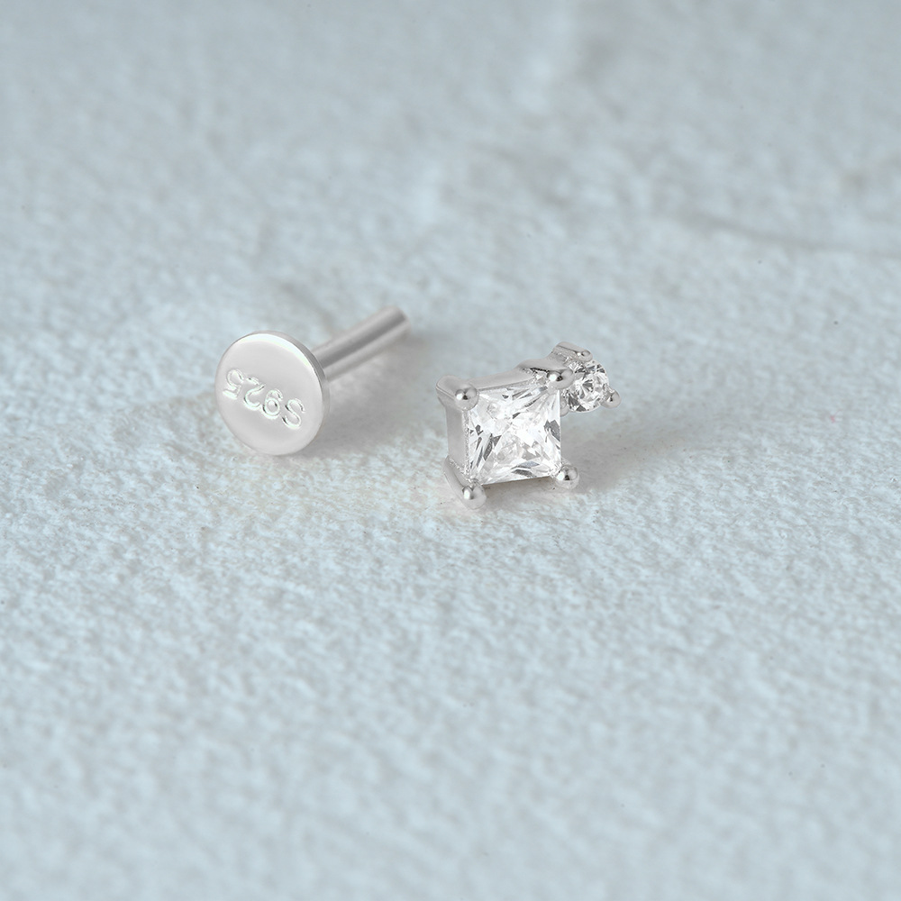 1 Piece Simple Style Geometric Plating Sterling Silver Zircon Ear Studs display picture 38