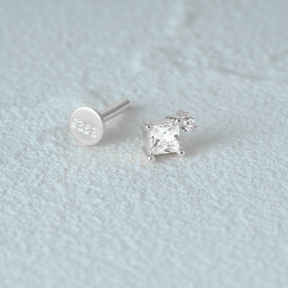 2g Weight Zircon Inlay Material Ear Studs Classification 1 Piece Quantity Daily Occasion 925 Sterling Silver Material Geometric Pattern Women's Gender Plating Design Simple Style Style 1 Piece Ear Cartilage Rings & Studs Simple Style Geometric 925 Sterling Silver Plating Zircon 37