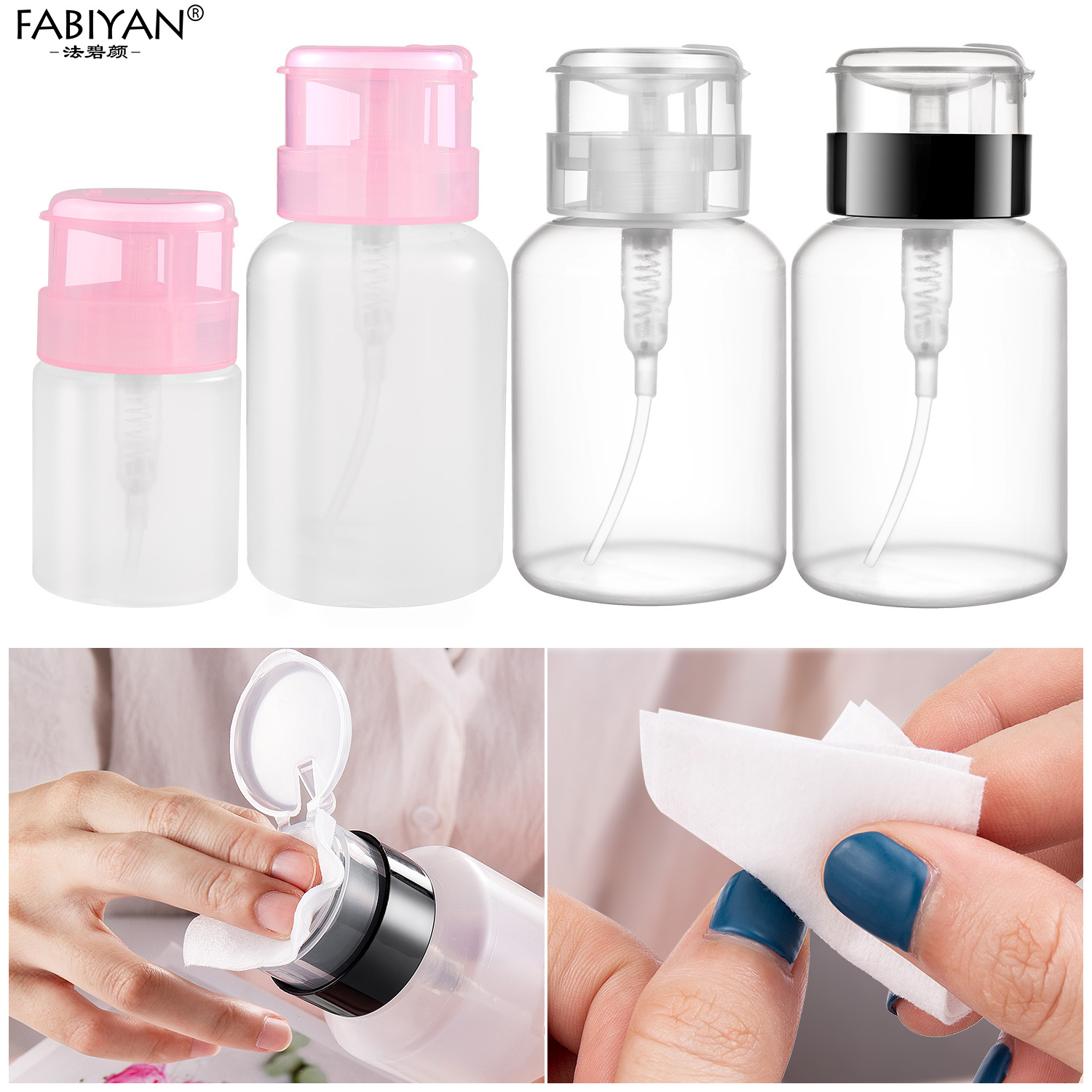 Belleza de uñas Presione la botella espiral con cerradura sin fugas botella vacía removedor de esmalte de uñas removedor de maquillaje desinfectante prensa botella vacía de gran capacidad