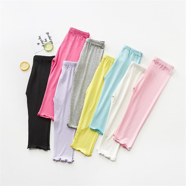 Summer children's leggings, girls' leggings, candy-colored modal children's capri pants, ruffled children's leggings