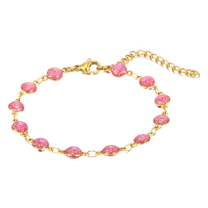 Moda de estilo bohemio transfronterizo nueva Pulsera Rosa de acero inoxidable de alta calidad versátil de las Mujeres 18K joyas chapadas