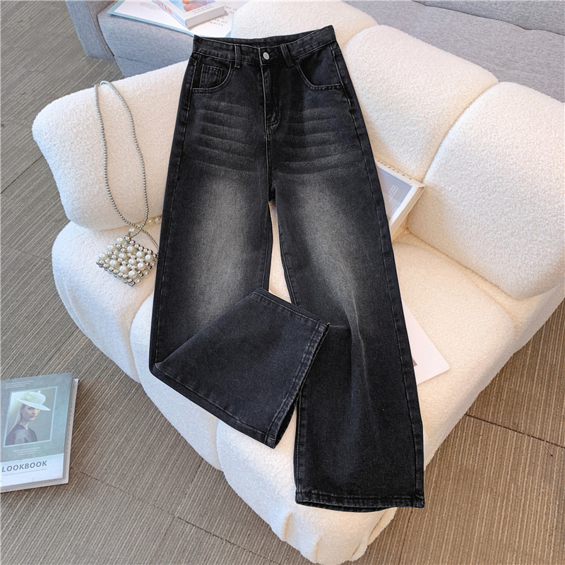 Cross-Border Wide-Leg Jeans for Women, Autumn 2025 New High-Waisted Slimming Drape Loose Straight Pants for Women