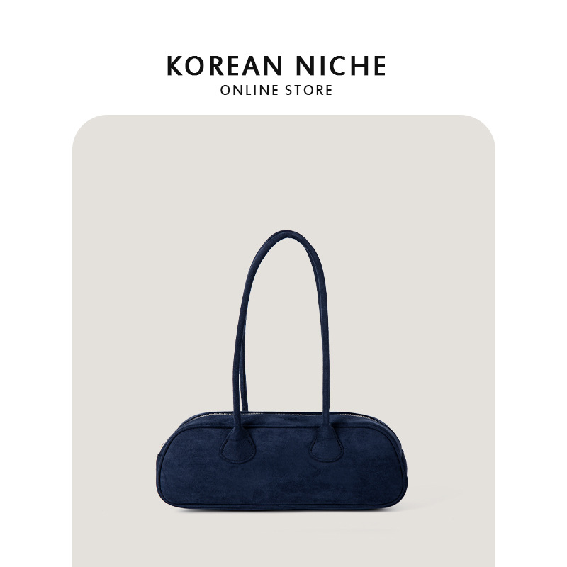 New Niche Design Suede Baguette Bag For Women, Fashionable Versatile Soft Touch Retro Plush Handbag Shoulder Bag - Thumbnail 3