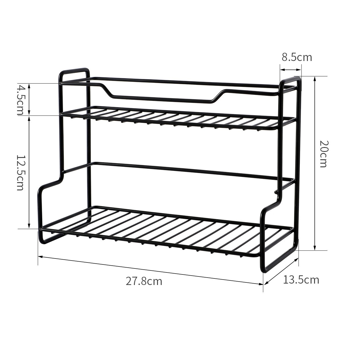 Black double layer storage rack
