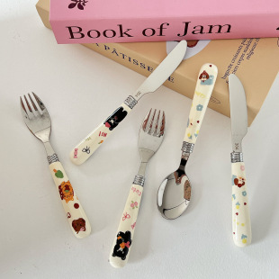 Cure cute children's spoon 304 stainless steel cartoon baby spoon high-value household spoon knife and fork