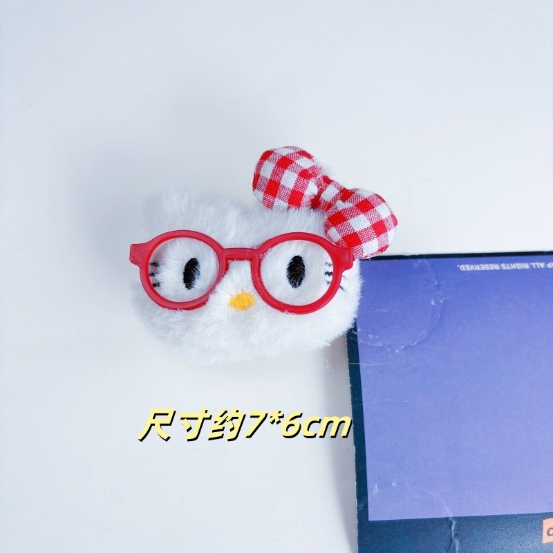 可爱日系卡通草莓蝴蝶结KT猫发夹毛茸甜美少女心发绳DIY发饰配件|undefined