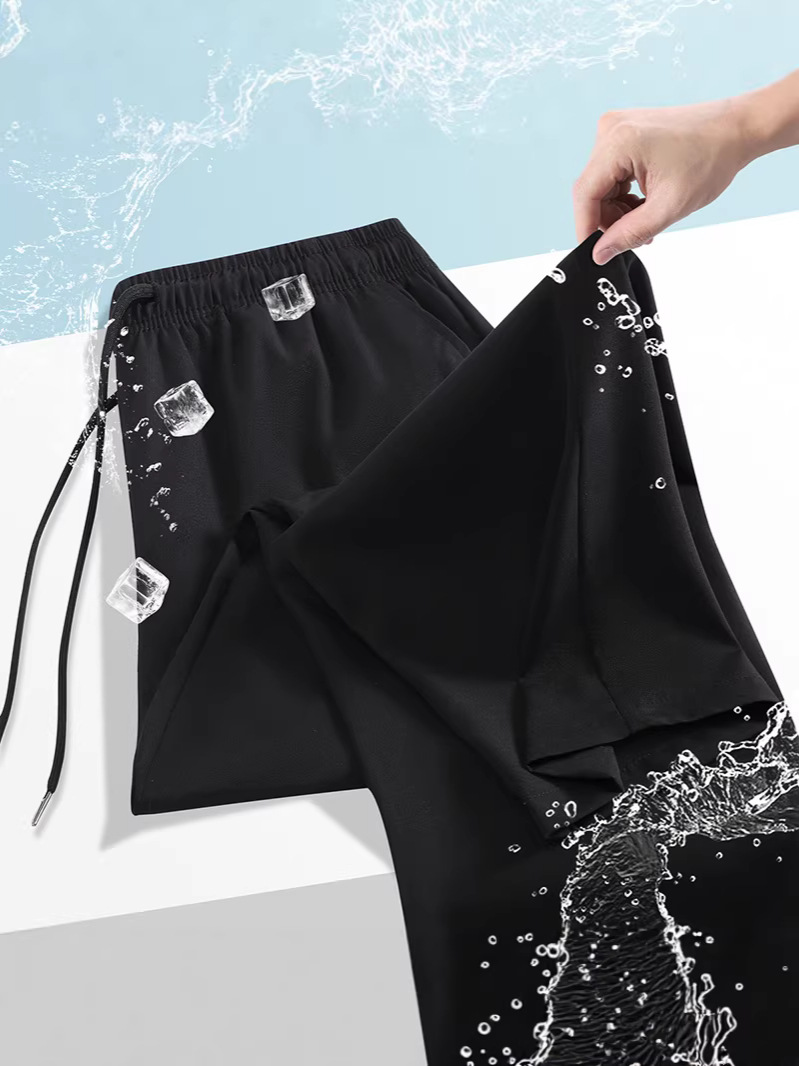 Transfronterizo tamaño europeo de verano seda de hielo secado rápido hombre fresco ocio patrón de impresión deportivo de dos piezas conjunto de manga corta