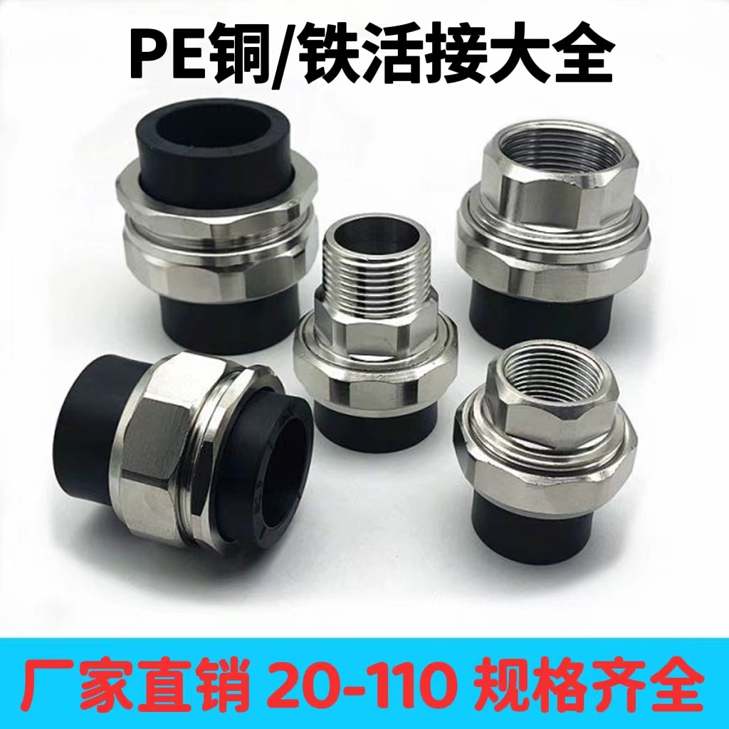 PE铜活接 铁活接 20-110 PE外丝内丝外牙内牙活接 PE双头铁活接-阿里巴巴