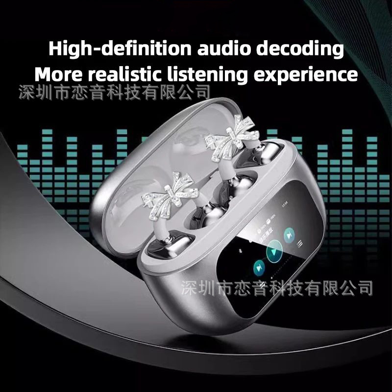 潮流蝴蝶结钻扣G08时尚智能耳机LCD彩屏高颜值多功能无线蓝牙耳机|undefined