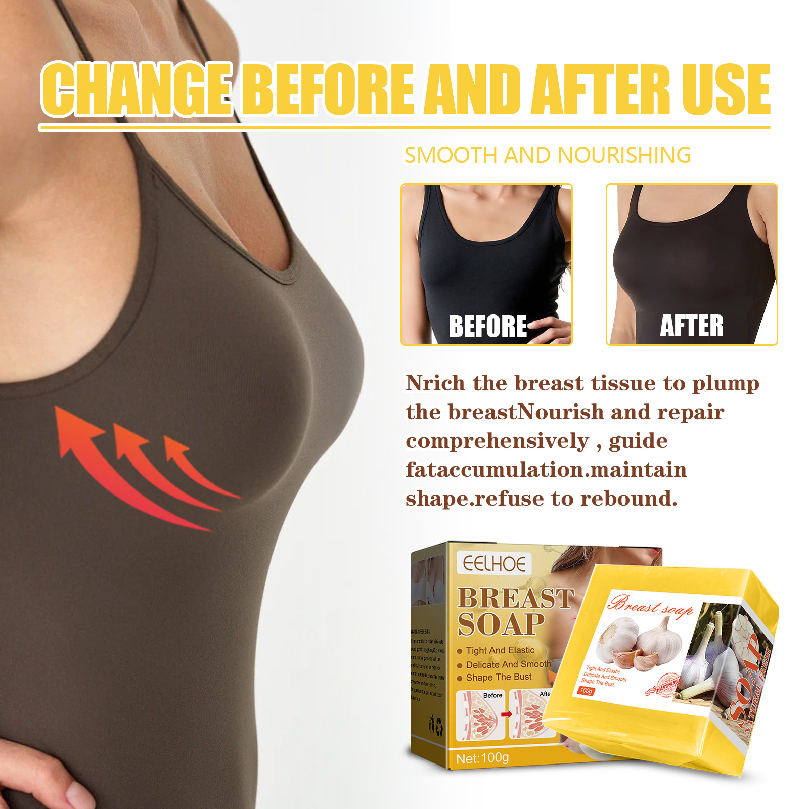 EELHOE Rich Chest nettoie en douceur, éclaircit le relâchement, lifte, raffermit, hydrate la peau et embellit le savon pour les seins_voghion.com