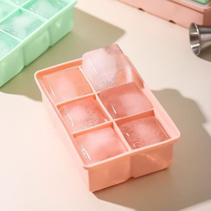 食品グレードのシリコーン製氷皿、大きなアイスキューブ型、簡単に取り外せる家庭用氷保存アイスボックス、蓋付き、冷蔵庫用アイスキューブアーティファクト|undefined