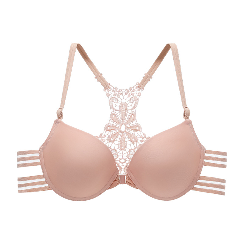 Shantou ropa interior comercio exterior spot frontal hebilla belleza de espalda sujetador sexy reuniendo brillante sin marcas de verano de espalda abierta sujetador pequeño