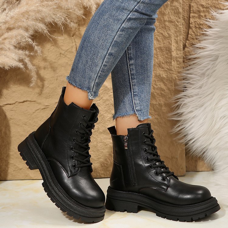 Outono e inverno novo estilo britânico moda sapatos de algodão botas de algodão feminino botas curtas explosivas_voghion.com
