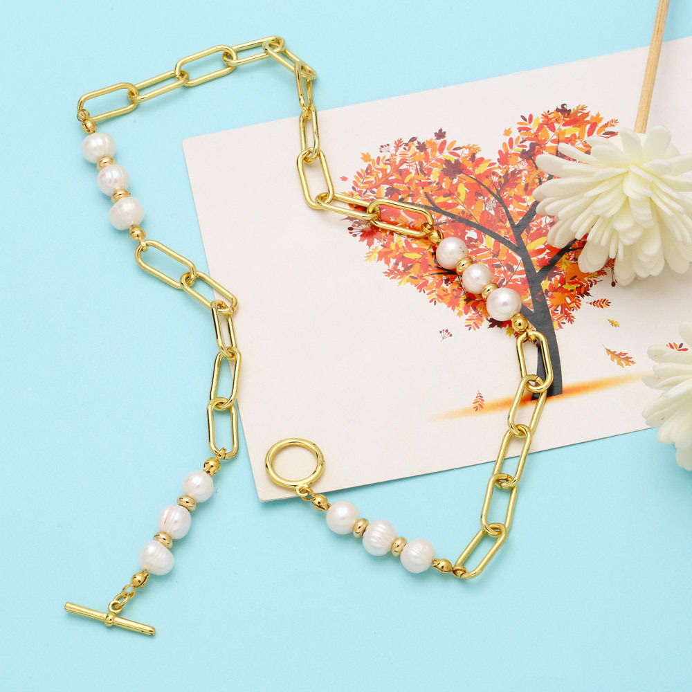 Fashion Solid Color Copper Pearl Plating Necklace 1 Piece