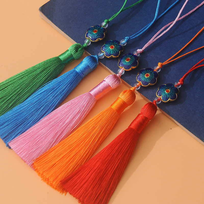Blue Plum Blossom Tassel Small Pendant Sachet Mobile Phone Bookmark Pendant Jewelry Accessories Ancient Style Back Cloud Accessories Clothing Accessories