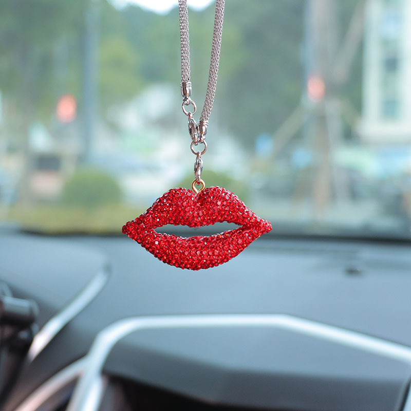 Letter bow clay car interior accessories pendant ladies rhinestone car rearview mirror pendant pendant