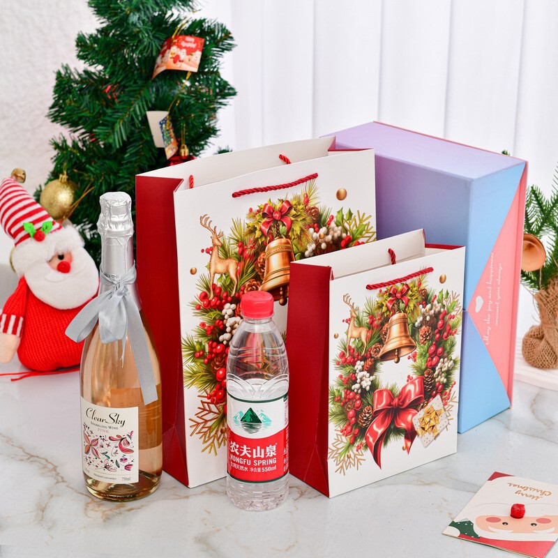 クリスマスギフトバッグエンボスホットスタンピングクリスマスポータブル紙袋外国貿易クリスマスギフト包装ギフトバッグ|undefined