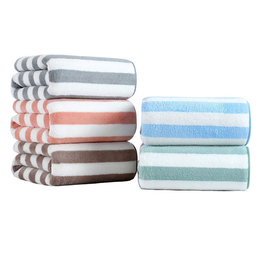 Encrypted and thick coral velvet gift towel absorbent bath towel soft striped small towel manufacturer household square towel