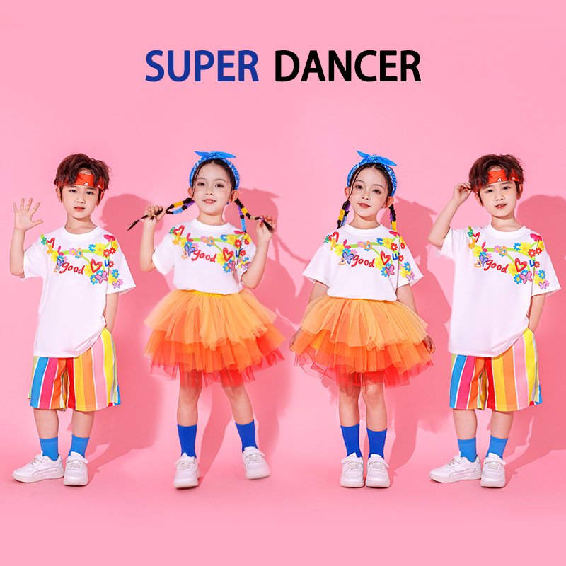 六一兒童表演服小學生校啦啦隊服幼兒園舞蹈合唱演出服卡通短袖夏