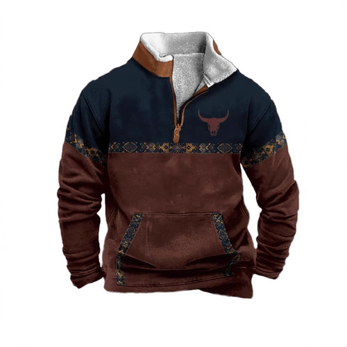 2024 Cross-border Amazon New Fashion Trend 3D Digital Printing Long Sleeve Stand Collar Semi-zip Hoodie