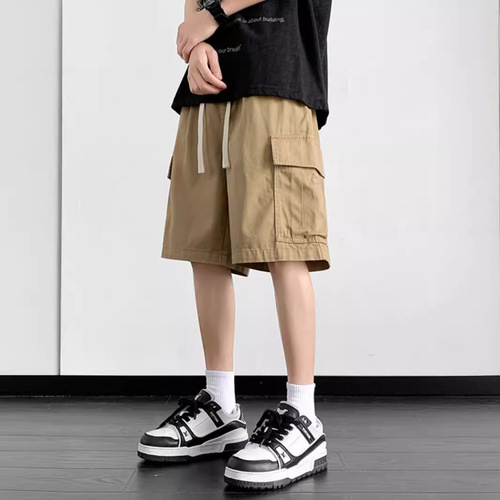 Men's Summer Trend American Military Green Work Pants Slim Fit Loose Five-Pocket Straight Leg Pure Cotton Casual Pants